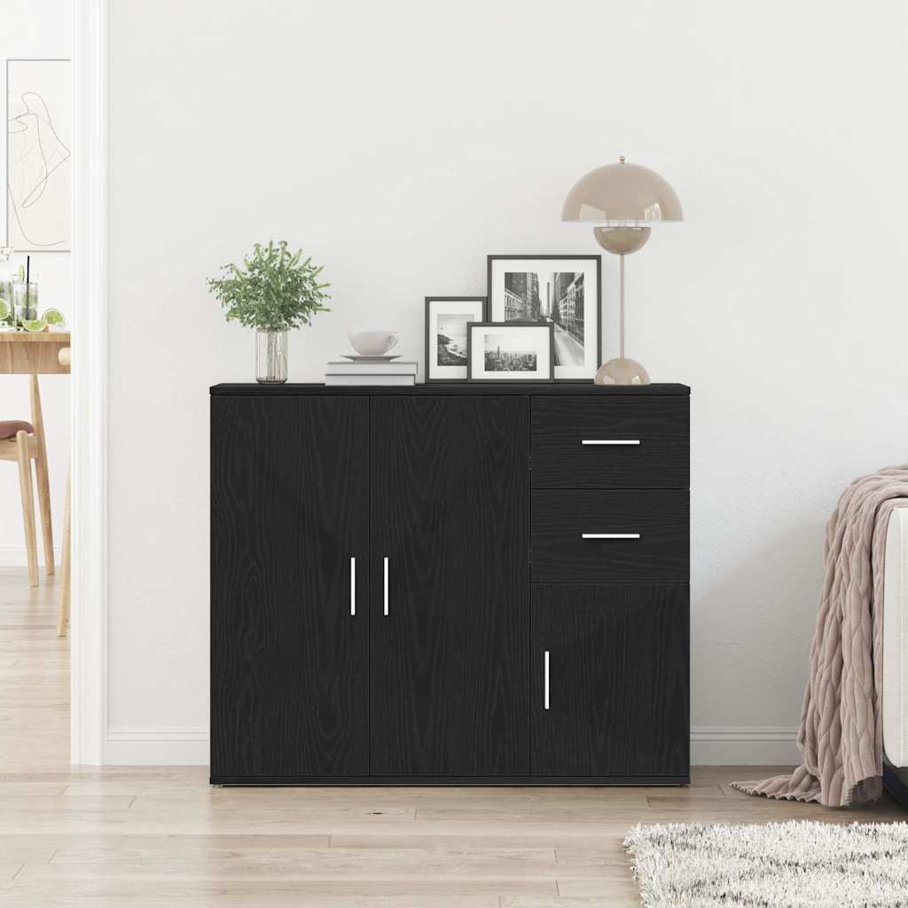 Dressoir 91x29,5x75 cm spaanplaat zwart eikenkleurig