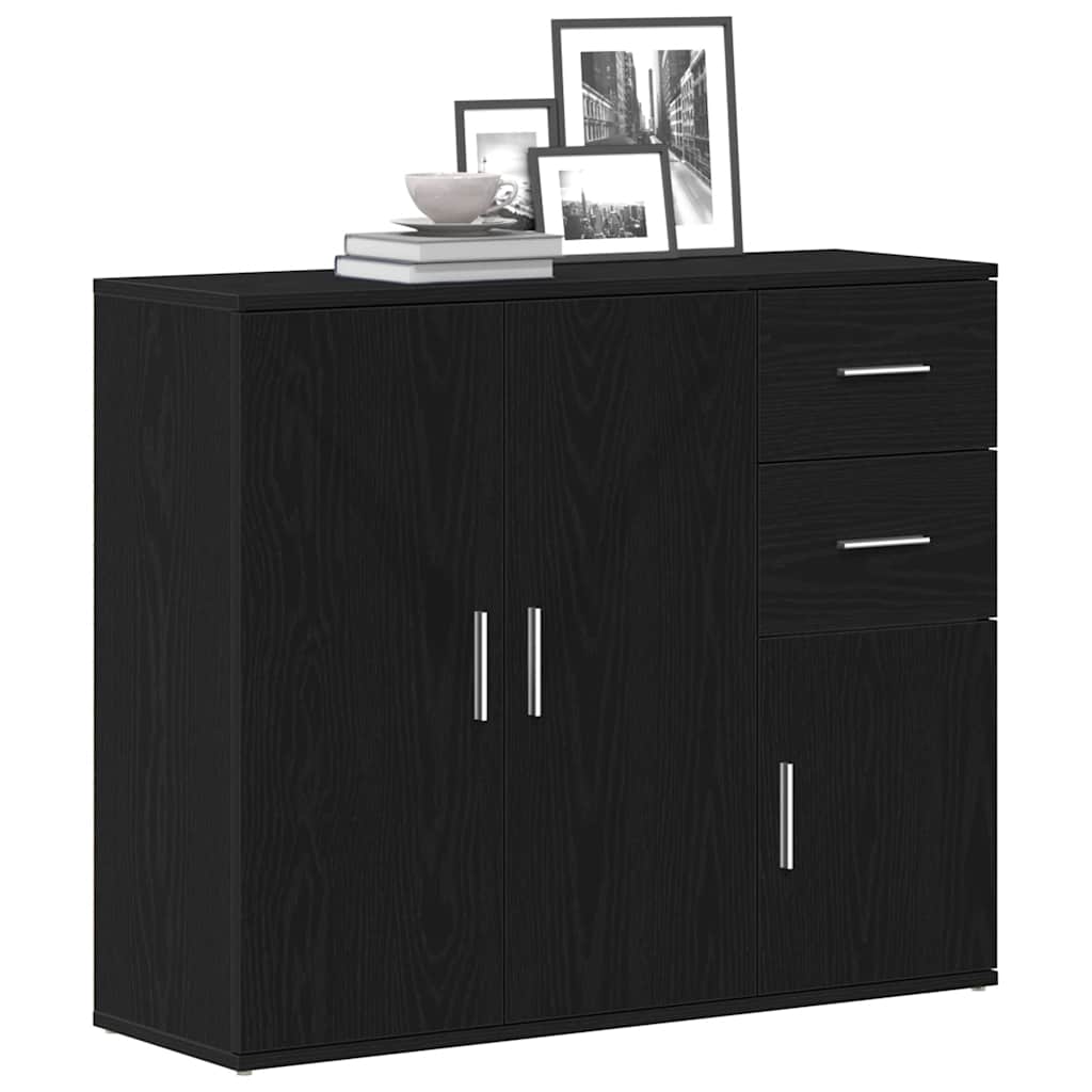 Dressoir 91x29,5x75 cm spaanplaat zwart eikenkleurig