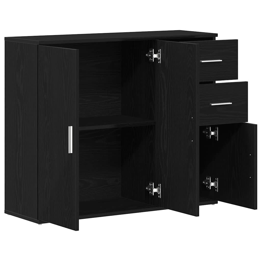 Dressoir 91x29,5x75 cm spaanplaat zwart eikenkleurig