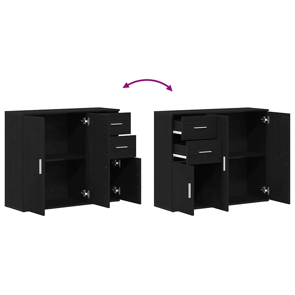Dressoir 91x29,5x75 cm spaanplaat zwart eikenkleurig