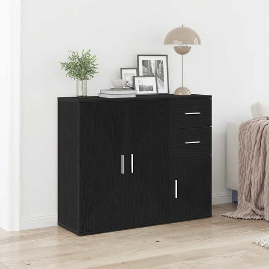 Dressoir 91x29,5x75 cm spaanplaat zwart eikenkleurig