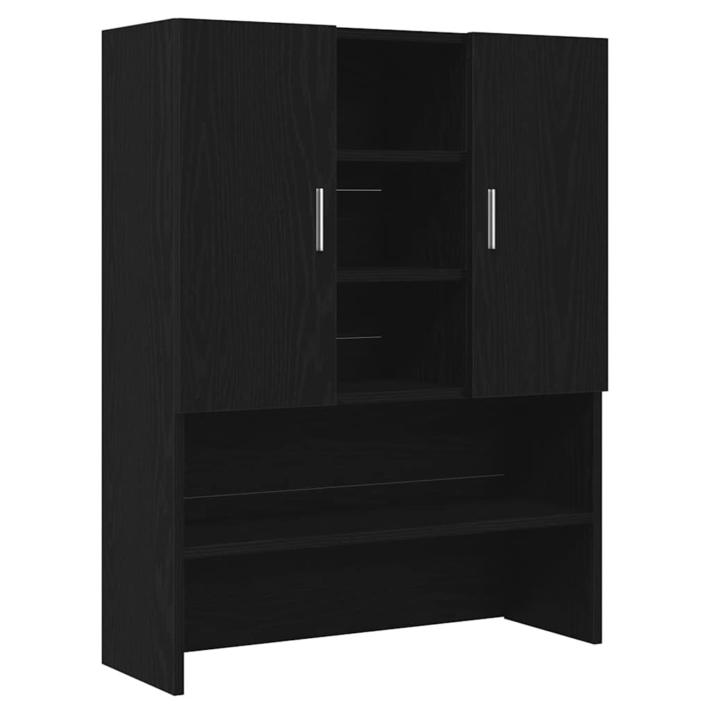 Wasmachinekast 70,5x25,5x90 cm zwart eikenkleurig