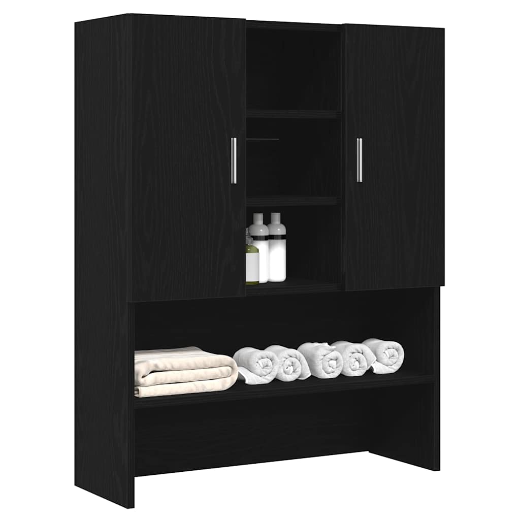 Wasmachinekast 70,5x25,5x90 cm zwart eikenkleurig