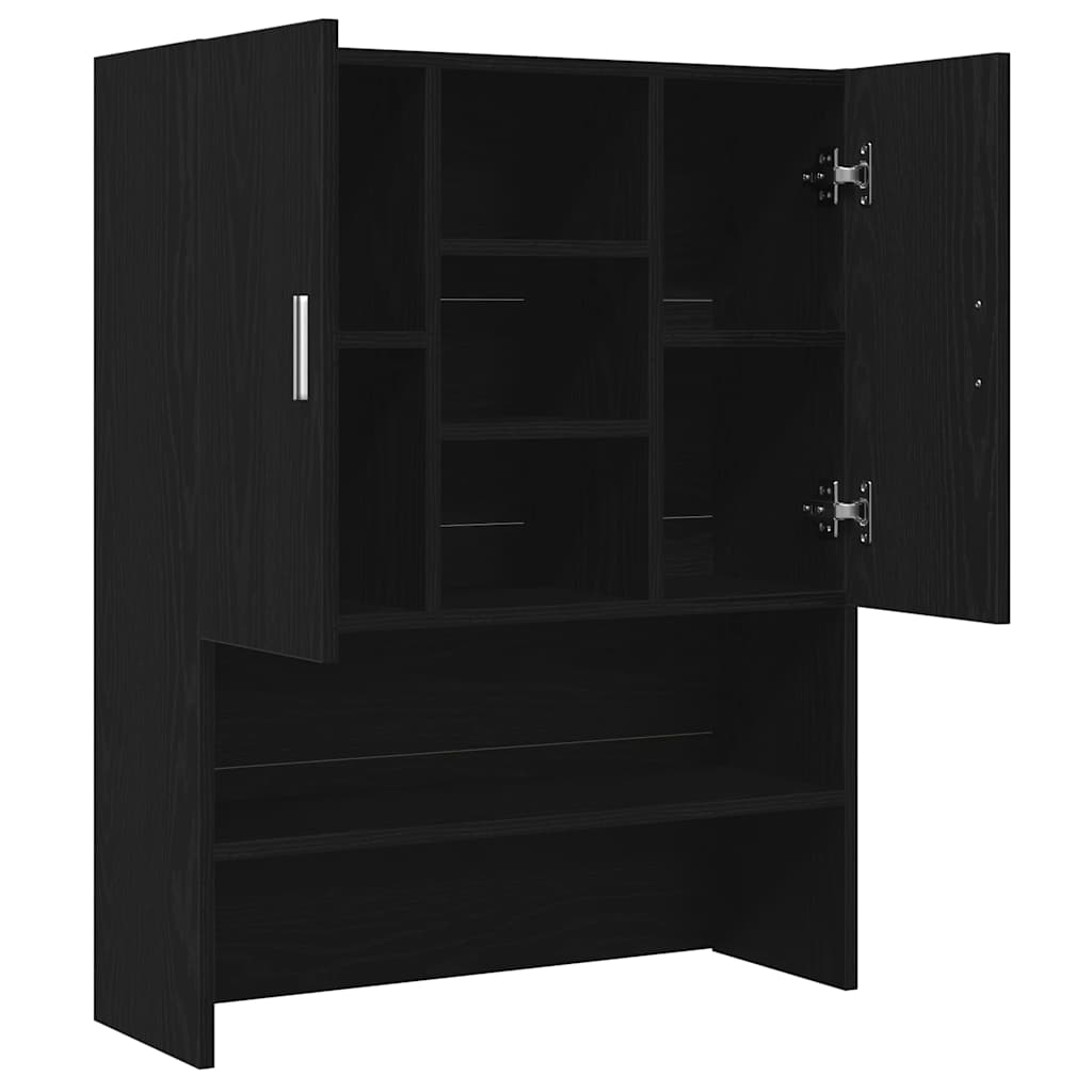 Wasmachinekast 70,5x25,5x90 cm zwart eikenkleurig