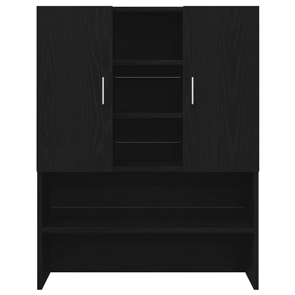 Wasmachinekast 70,5x25,5x90 cm zwart eikenkleurig