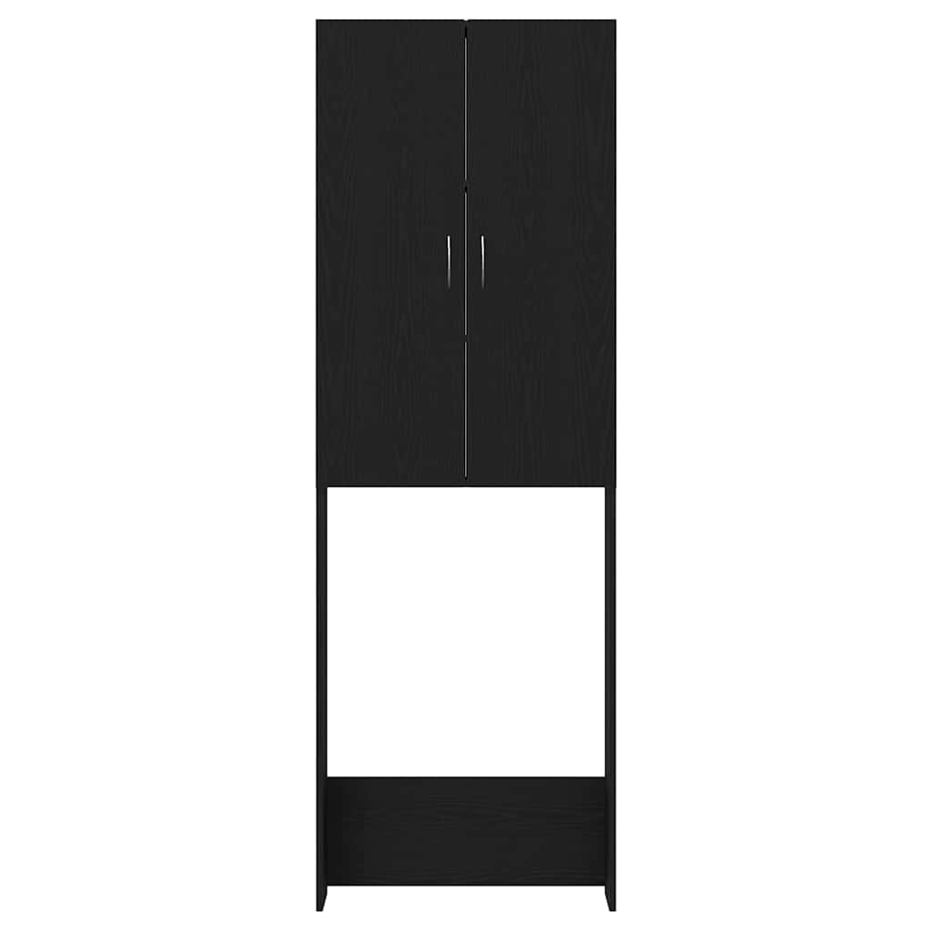 Wasmachinekast 64x25,5x190 cm zwart eikenkleur