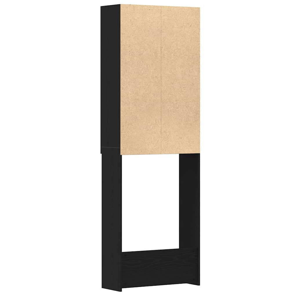 Wasmachinekast 64x25,5x190 cm zwart eikenkleur