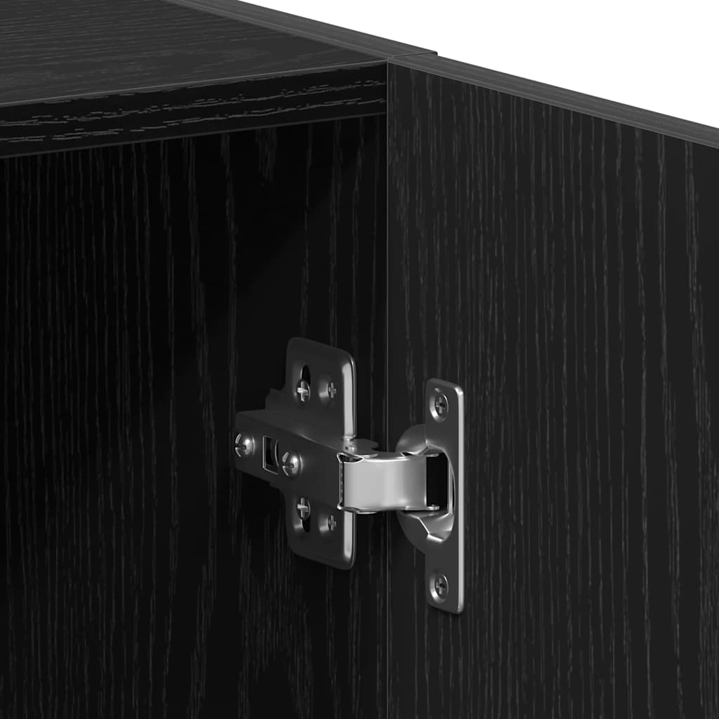 Wasmachinekast 64x25,5x190 cm zwart eikenkleur
