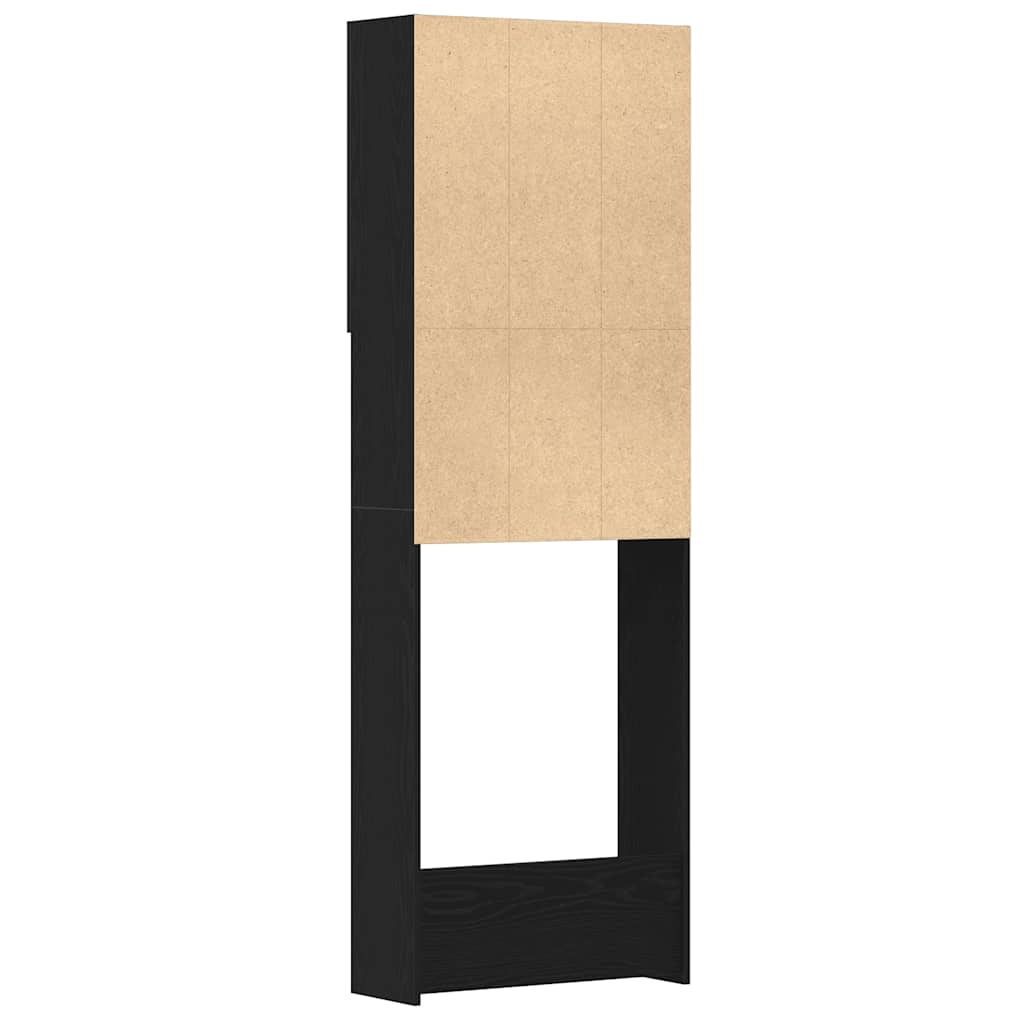 Wasmachinekast 64x25,5x190 cm zwart eikenkleur