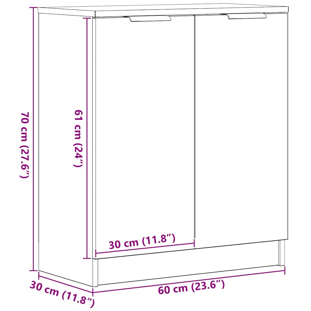 Dressoir 60x30x70 cm bewerkt hout zwart eikenkleurig