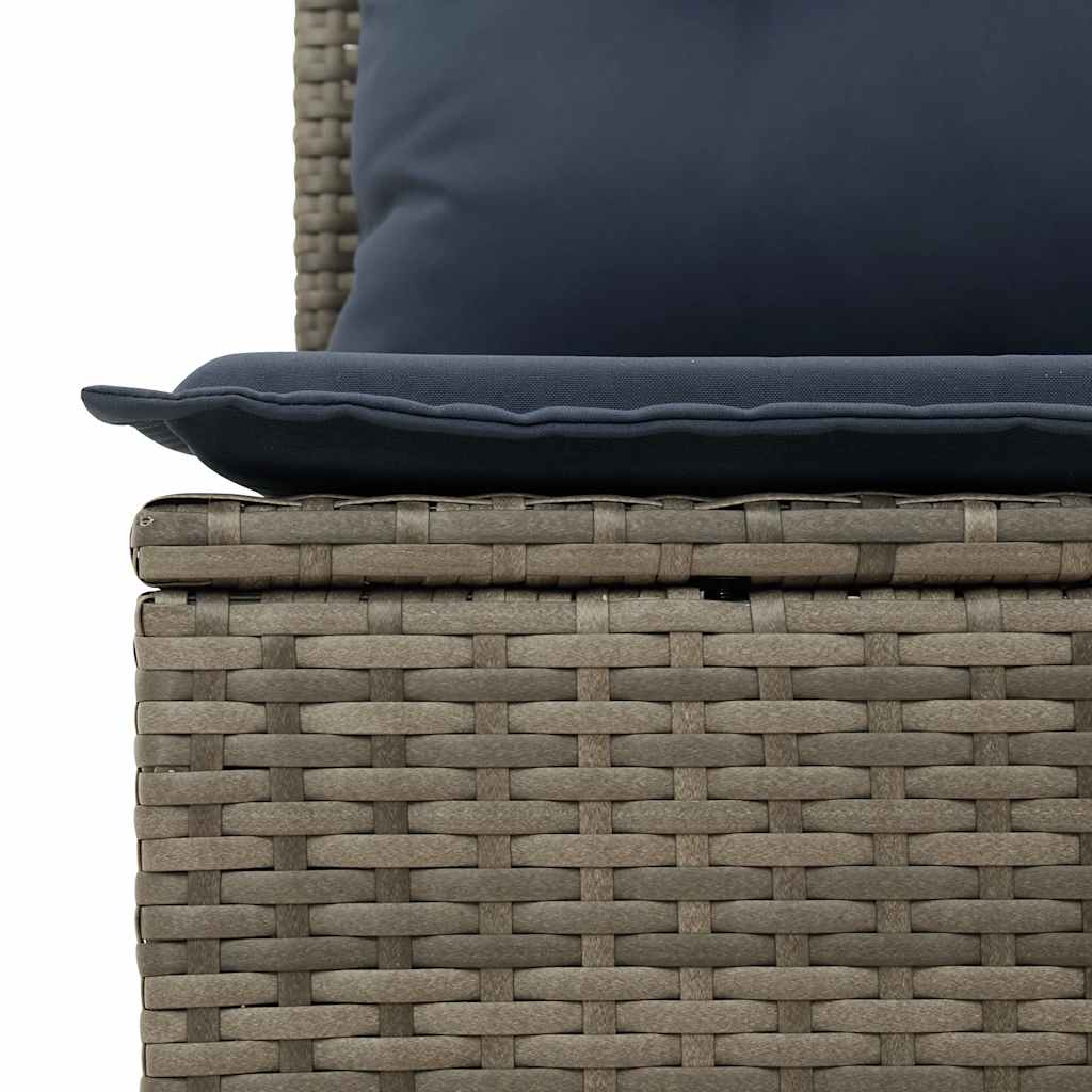 10-delige Loungeset met kussens poly rattan acacia grijs