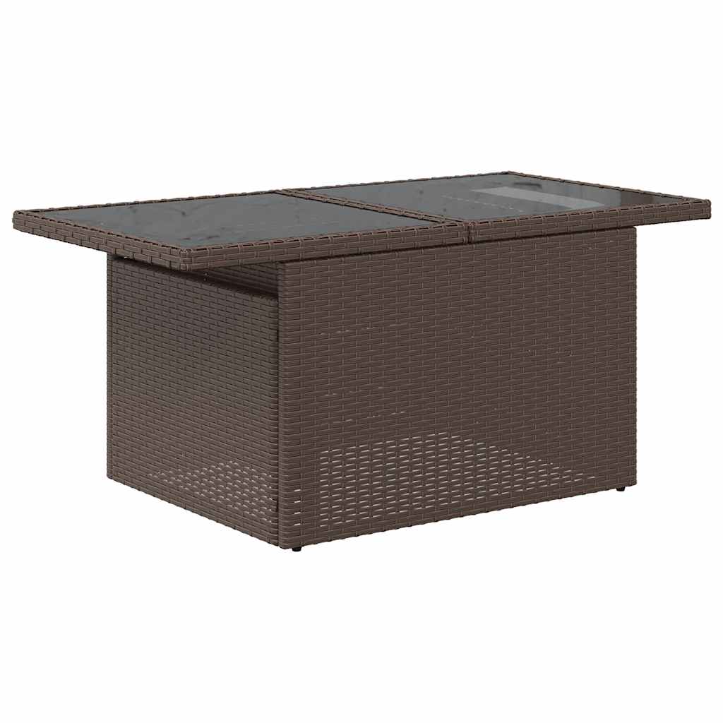 10-delige Loungeset met kussens poly rattan acacia bruin