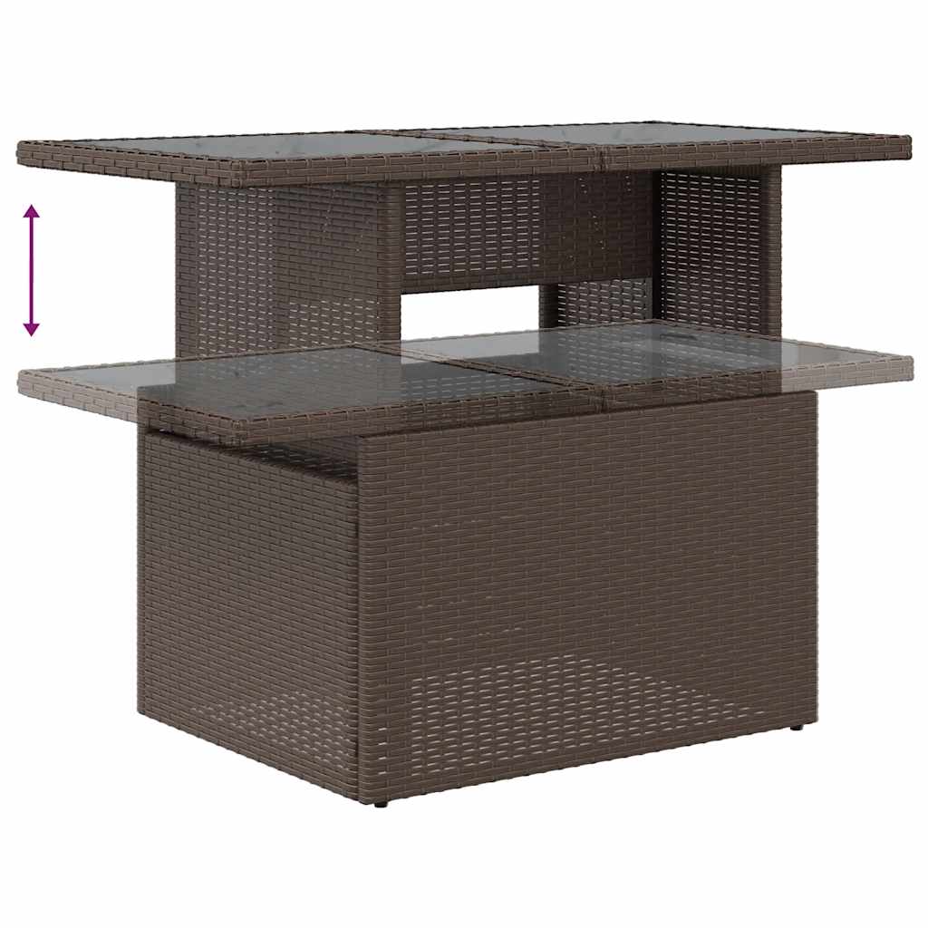 10-delige Loungeset met kussens poly rattan acacia bruin
