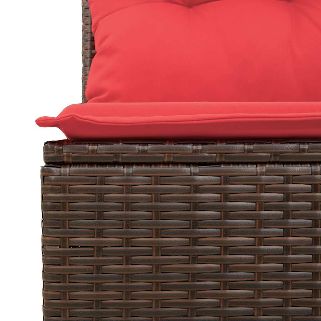10-delige Loungeset met kussens poly rattan acacia bruin