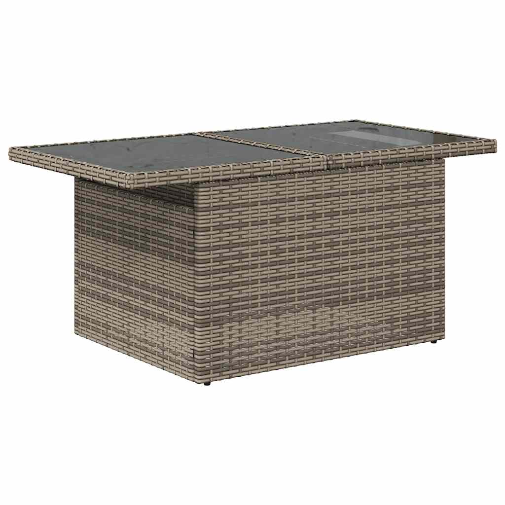 10-delige Loungeset met kussens poly rattan acacia grijs