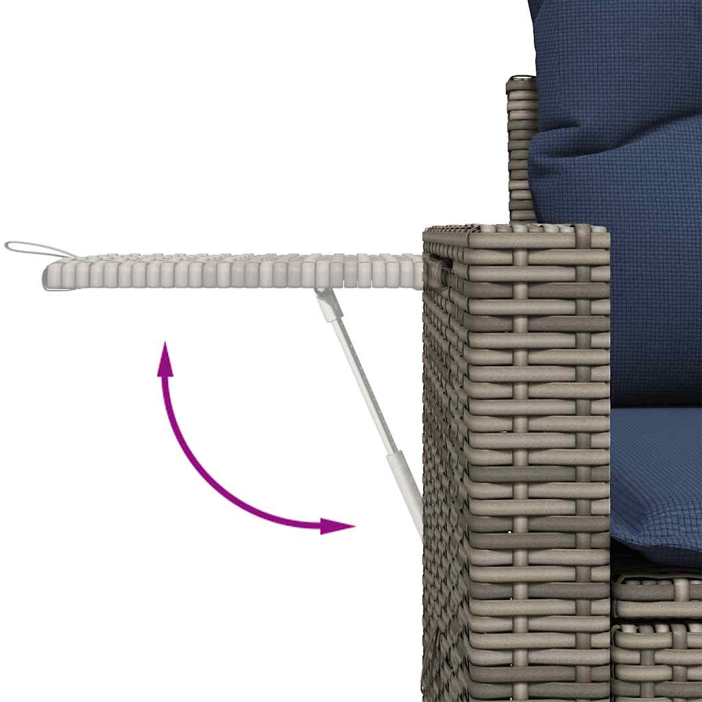 10-delige Loungeset met kussens poly rattan acacia grijs