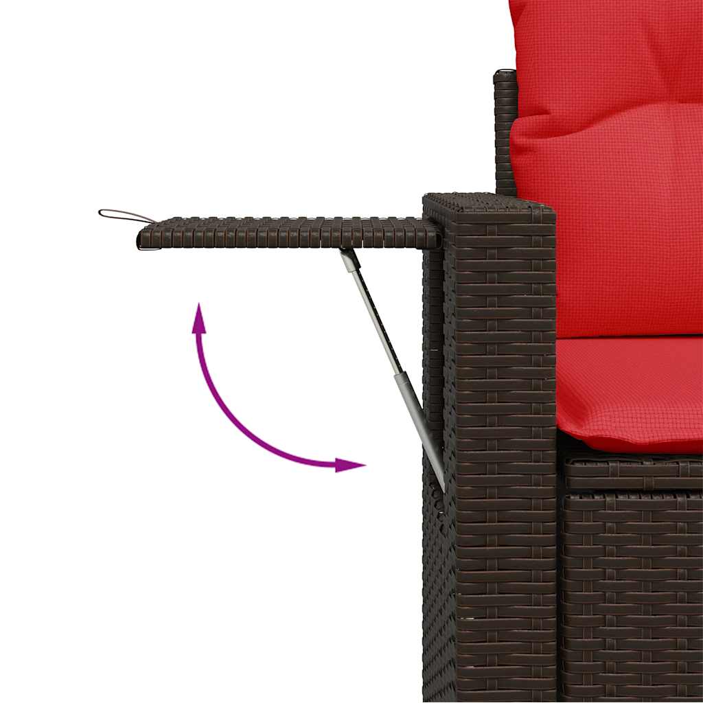 10-delige Loungeset met kussens poly rattan acacia bruin