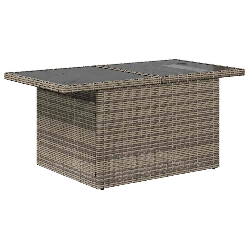 10-delige Loungeset met kussens poly rattan acacia grijs