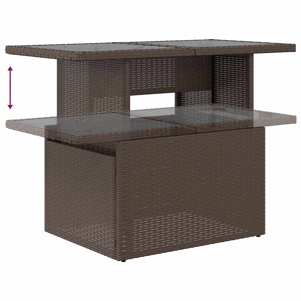 10-delige Loungeset met kussens poly rattan acacia bruin