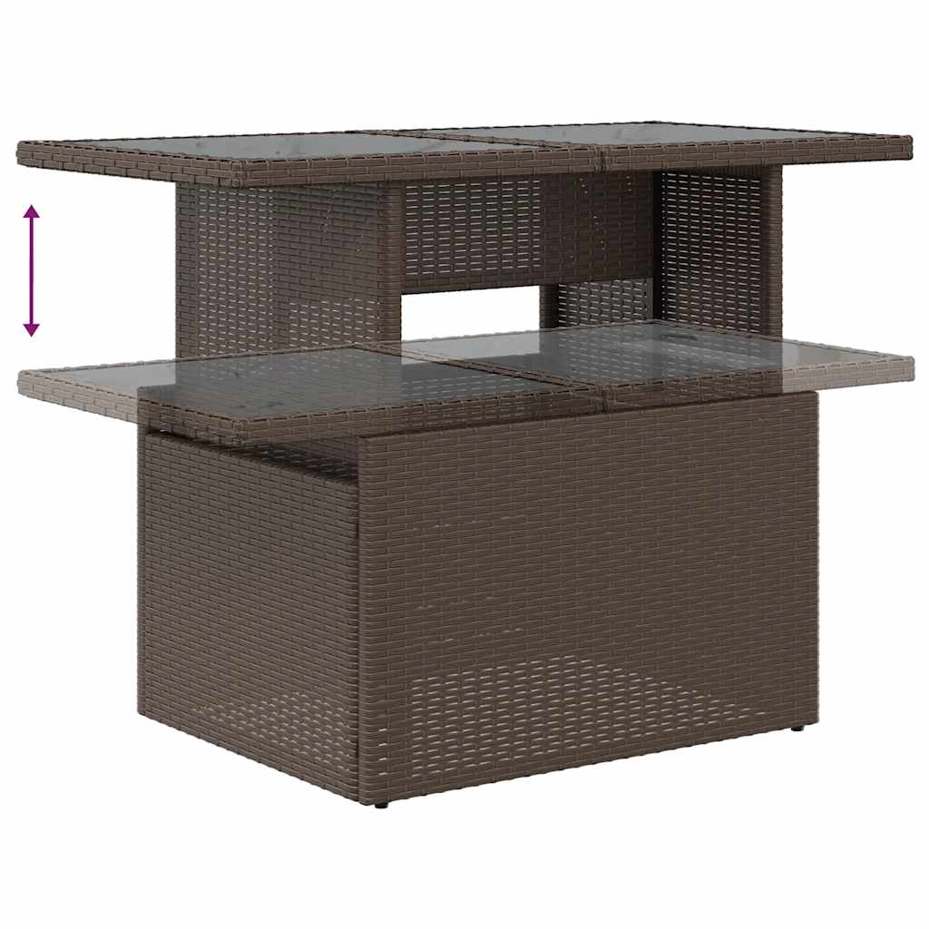 10-delige Loungeset met kussens poly rattan acacia bruin