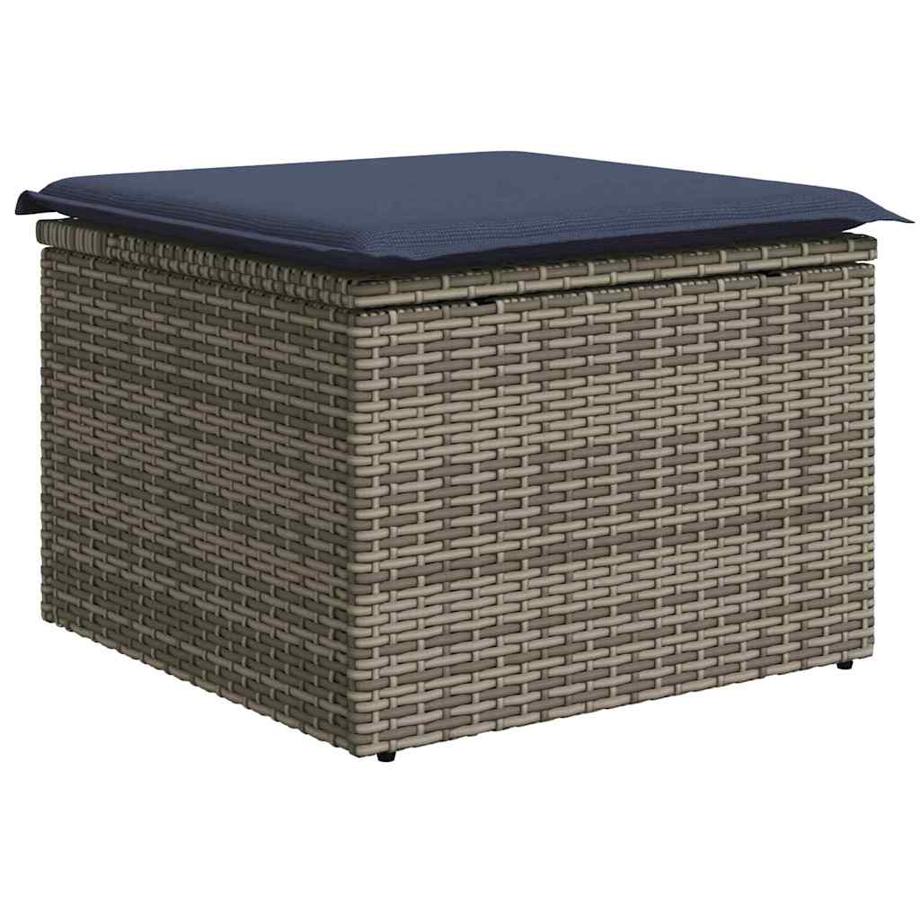 10-delige Loungeset met kussens poly rattan acacia grijs