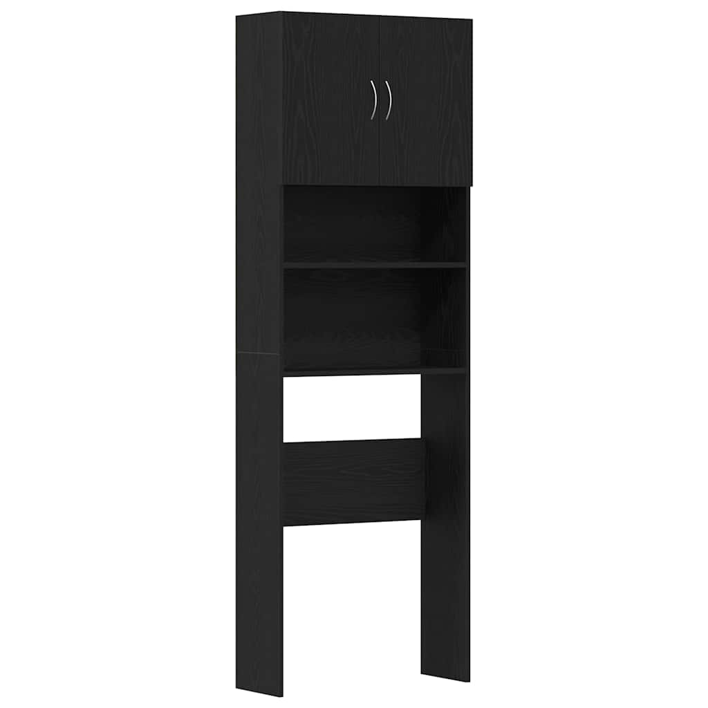 Wasmachinekast 64x24x190 cm spaanplaat zwart eikenkleurig