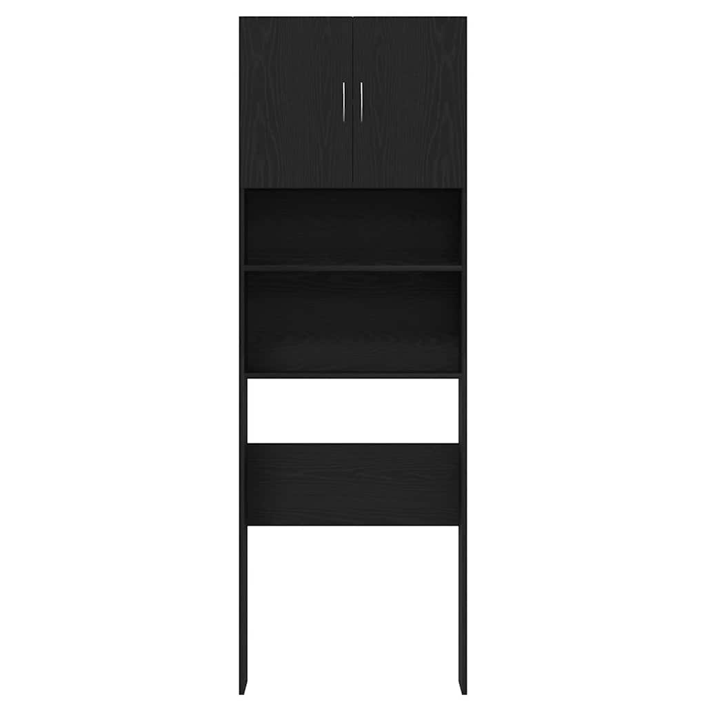Wasmachinekast 64x24x190 cm spaanplaat zwart eikenkleurig