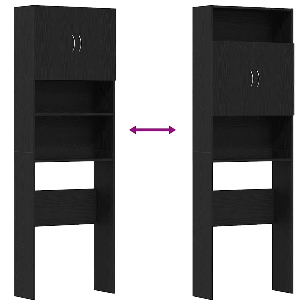 Wasmachinekast 64x24x190 cm spaanplaat zwart eikenkleurig