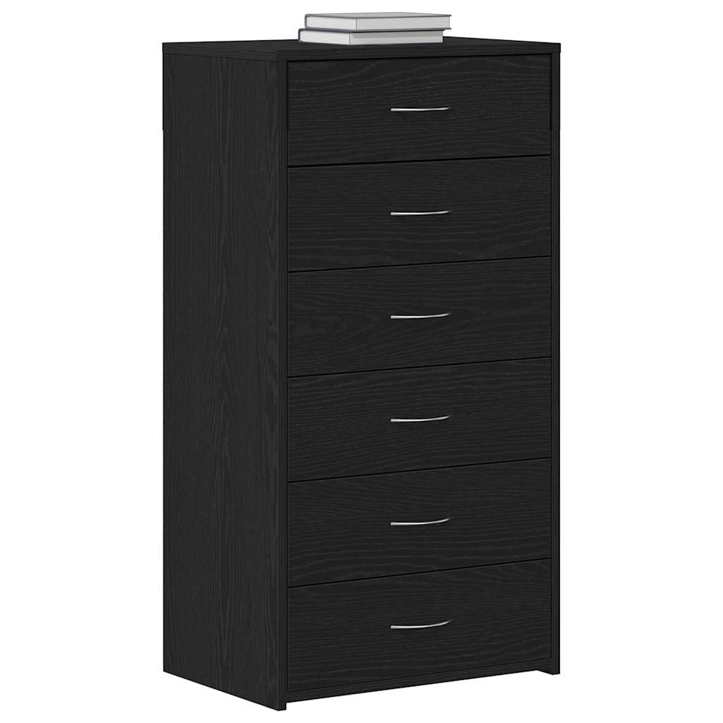 Dressoir met 6 lades 50x34x96 cm spaanplaat zwart eikenkleurig
