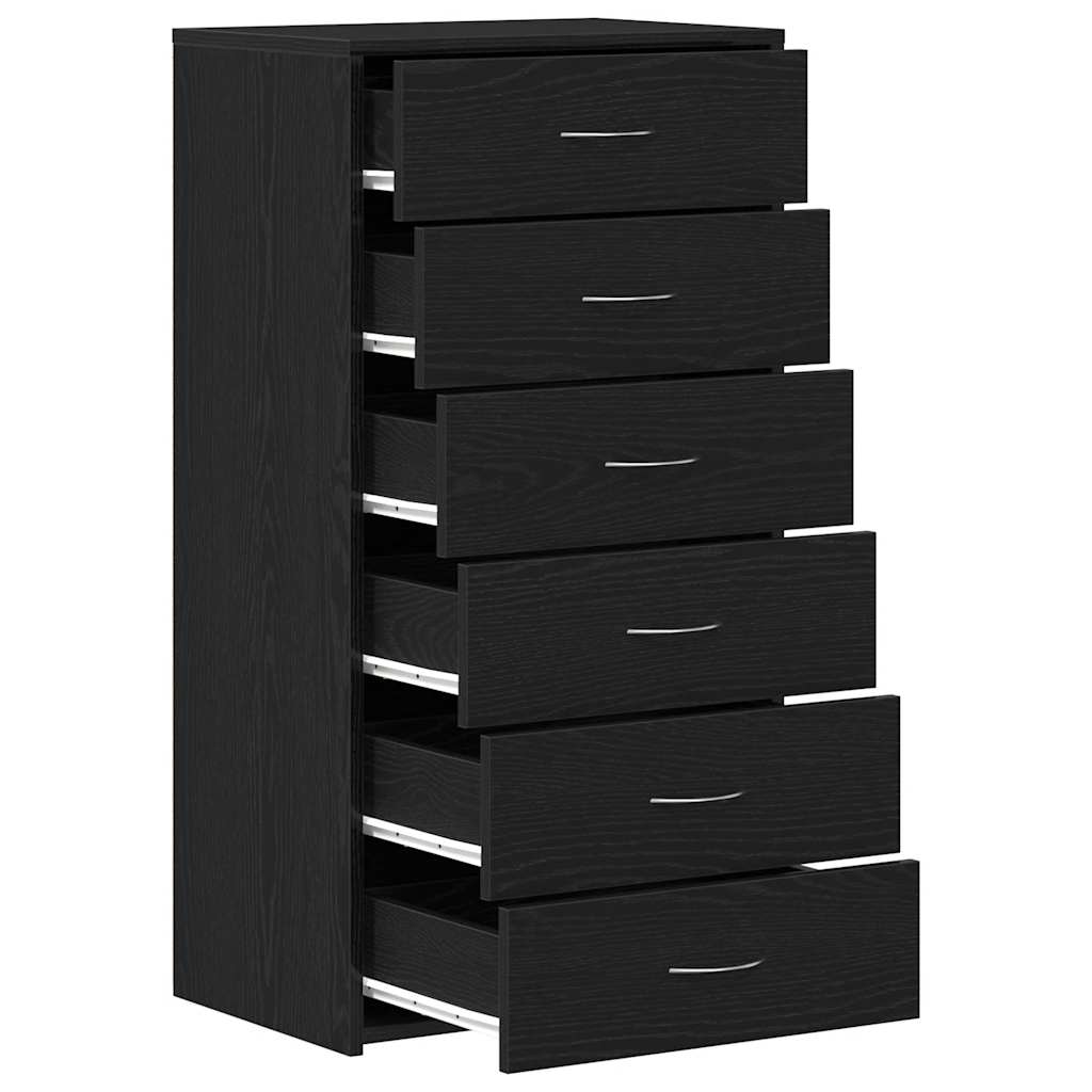Dressoir met 6 lades 50x34x96 cm spaanplaat zwart eikenkleurig