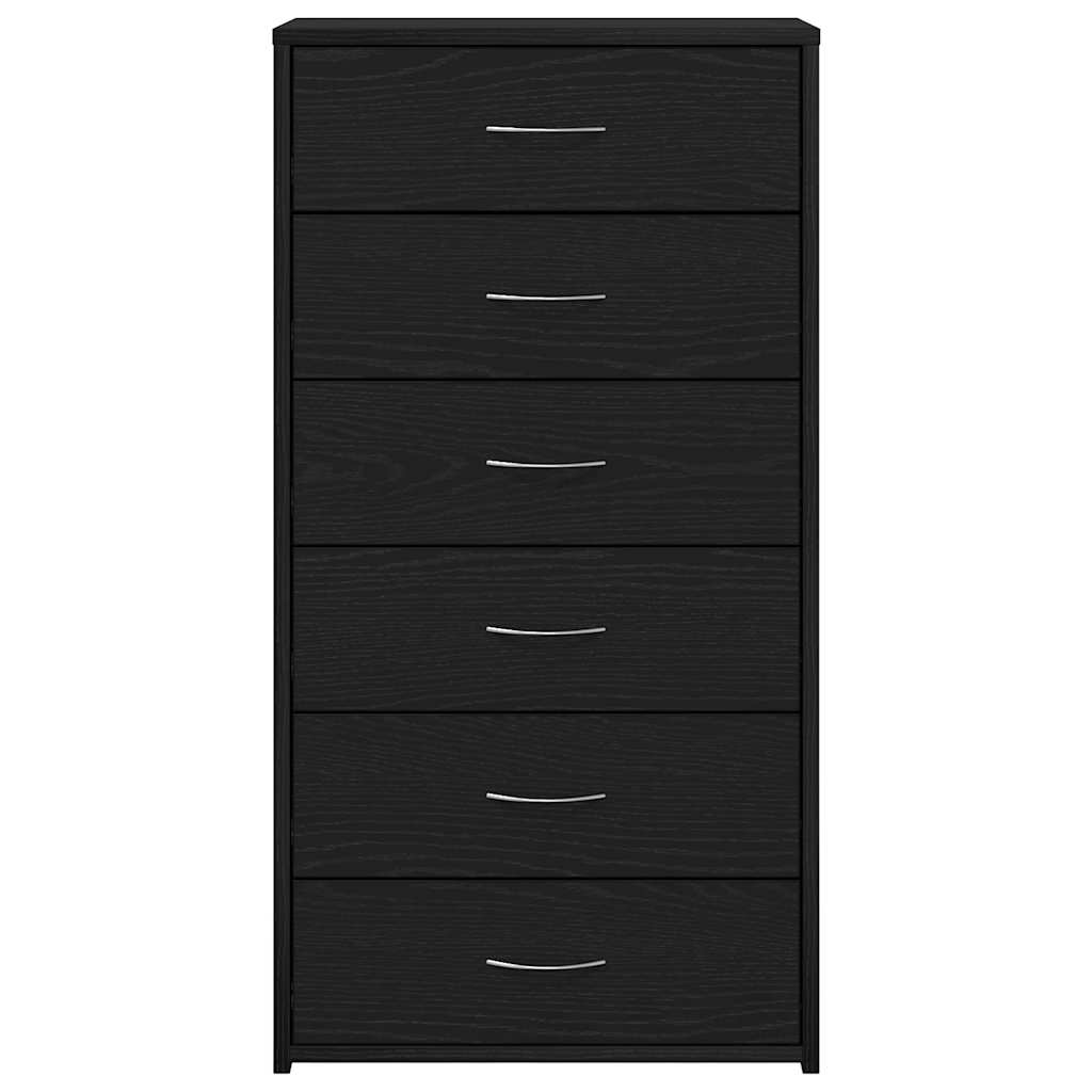 Dressoir met 6 lades 50x34x96 cm spaanplaat zwart eikenkleurig