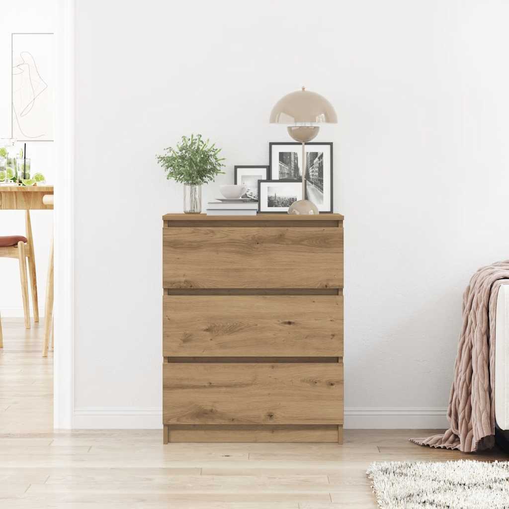Dressoir 60x35x76 cm bewerkt hout artisanaal eikenkleur