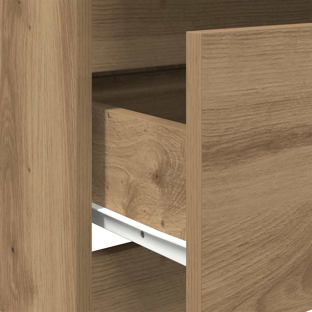 Dressoir 60x35x76 cm bewerkt hout artisanaal eikenkleur