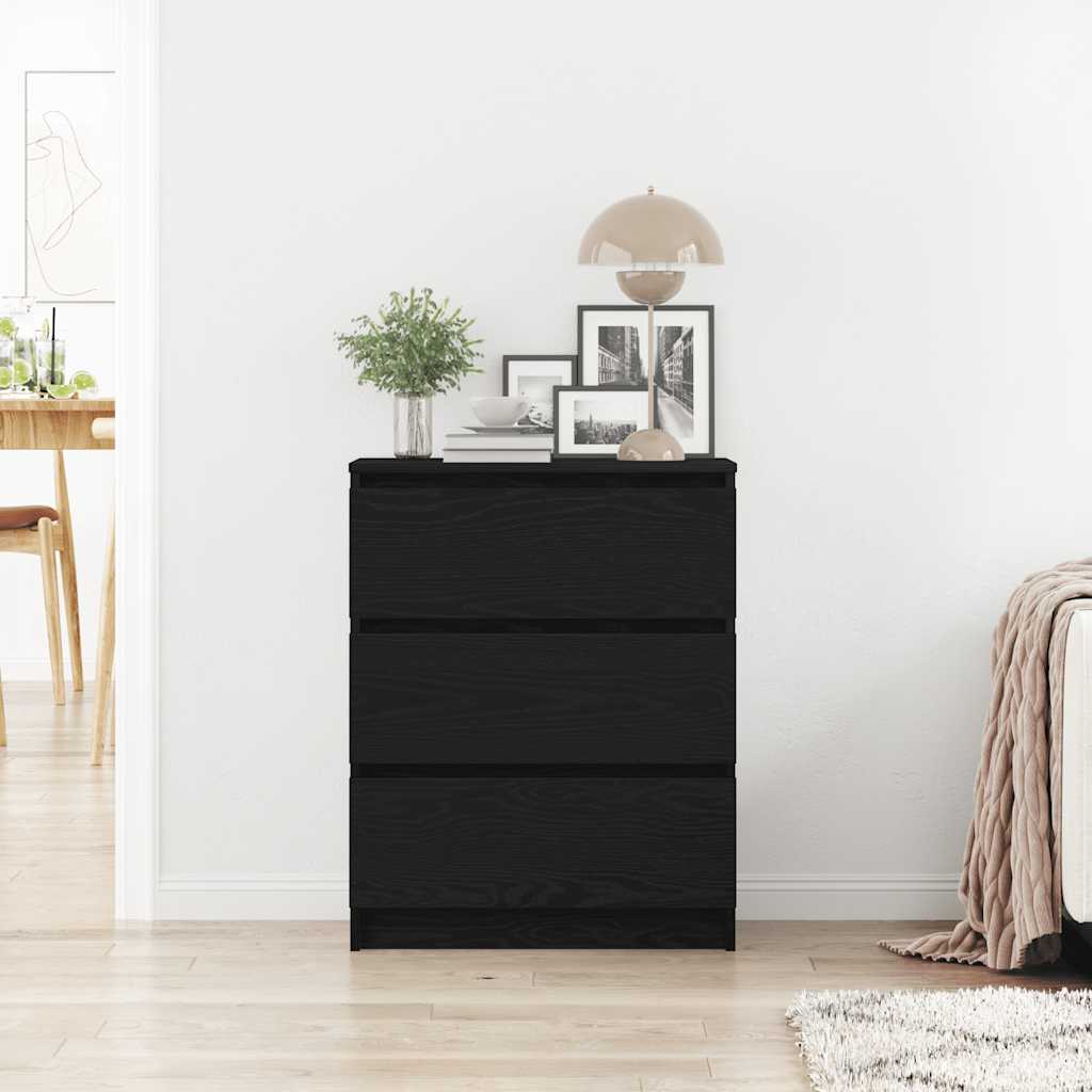 Dressoir 60x35x76 cm bewerkt hout zwart eikenkleurig