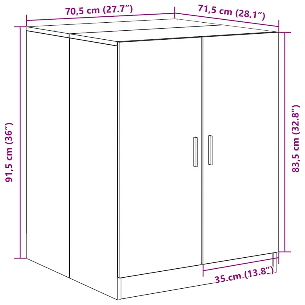 Afwasmachinekast Zwart Eiken 70,5x71,5x91,5 cm Bewerkt Hout