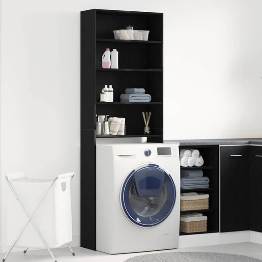 Wasmachinekast 64x24x190 cm bewerkt hout zwart eikenkleurig
