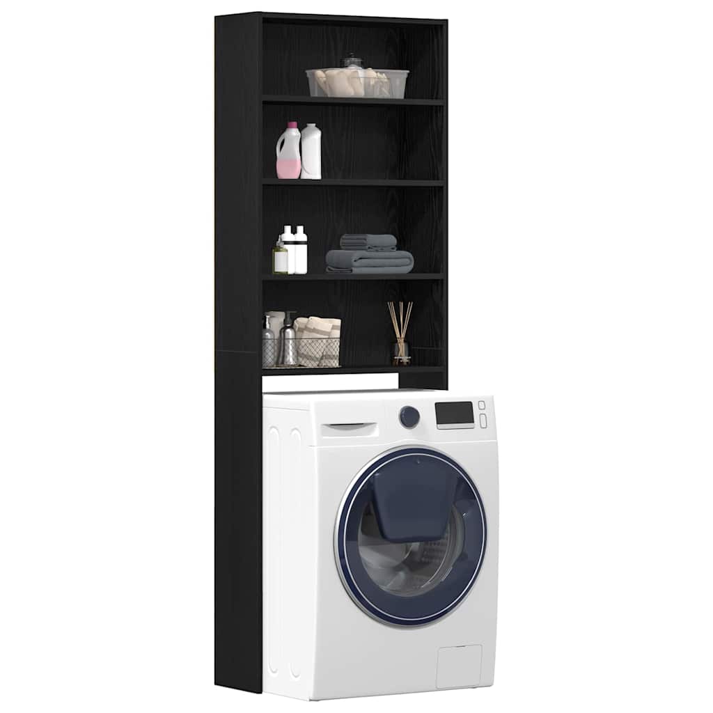 Wasmachinekast 64x24x190 cm bewerkt hout zwart eikenkleurig