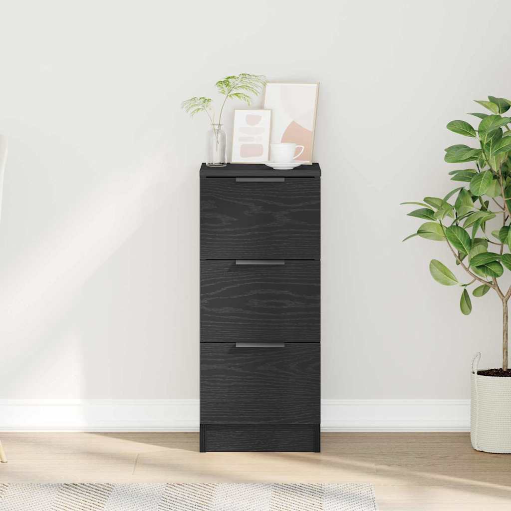 Zwarte Eikenhouten Dressoir 30x30x70 cm Gemaakt van Houtcomposiet