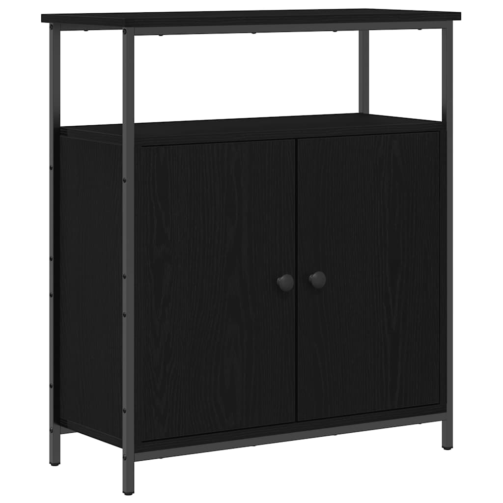 Dressoir 70x30x80 cm bewerkt hout zwart eikenkleurig
