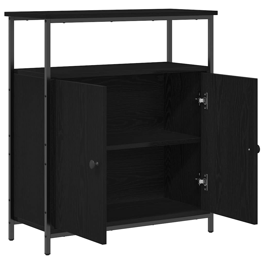 Dressoir 70x30x80 cm bewerkt hout zwart eikenkleurig