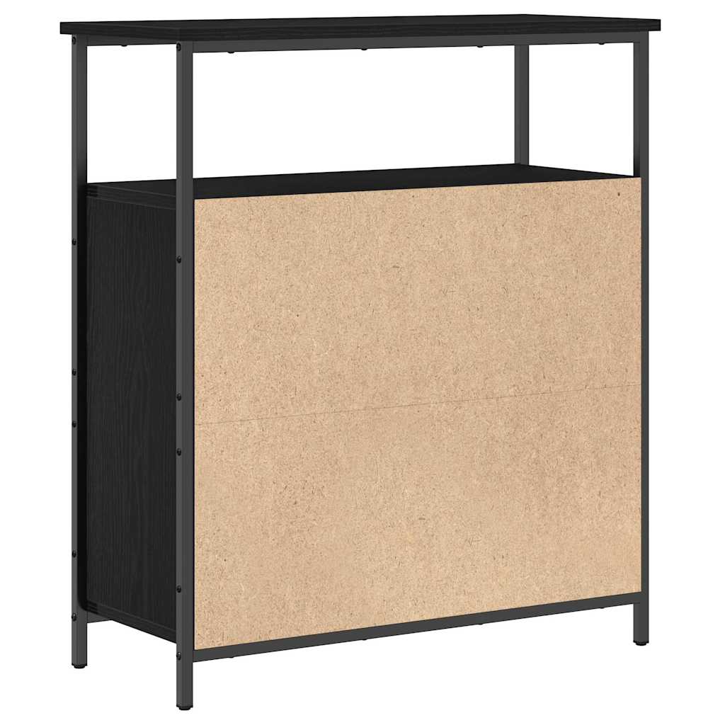 Dressoir 70x30x80 cm bewerkt hout zwart eikenkleurig