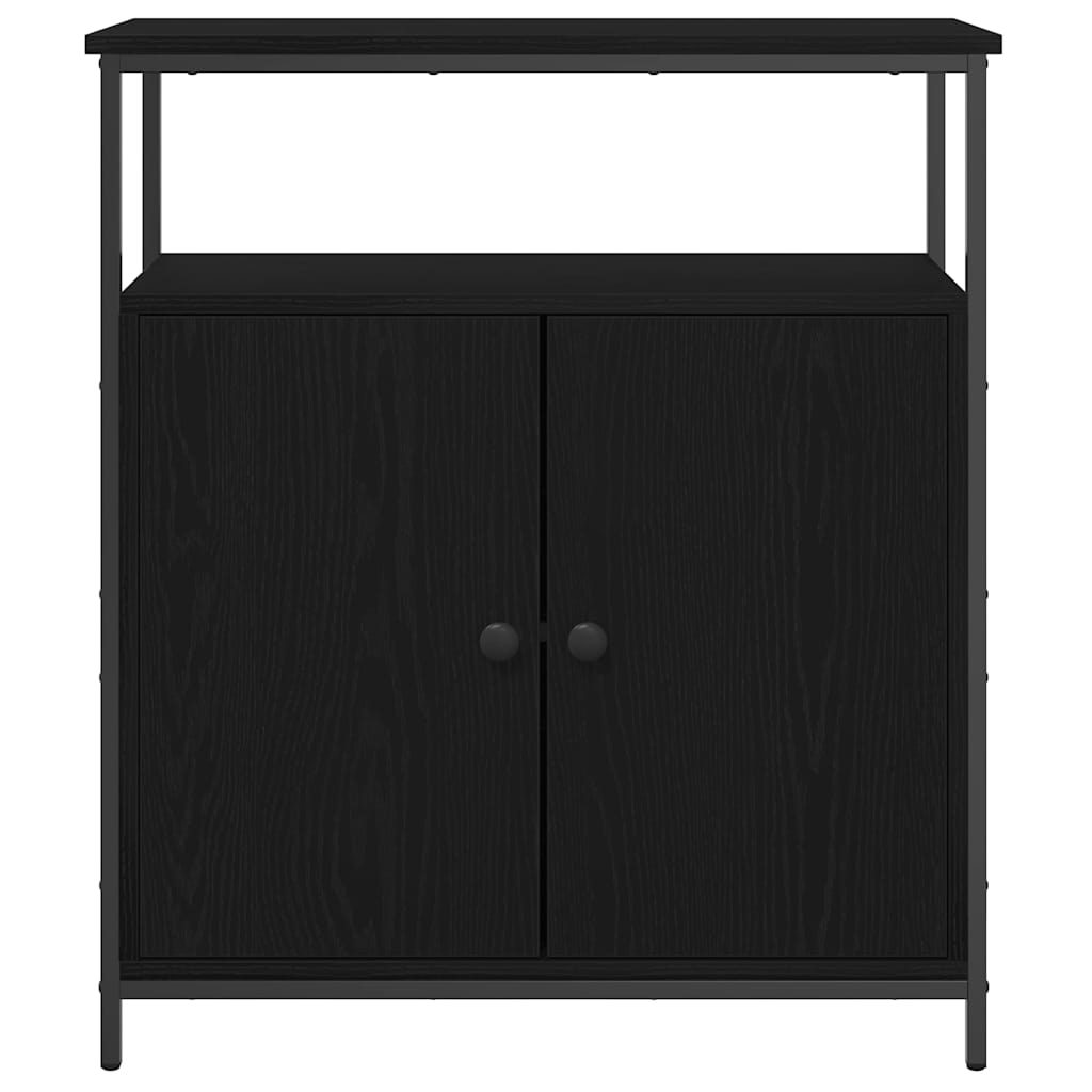 Dressoir 70x30x80 cm bewerkt hout zwart eikenkleurig