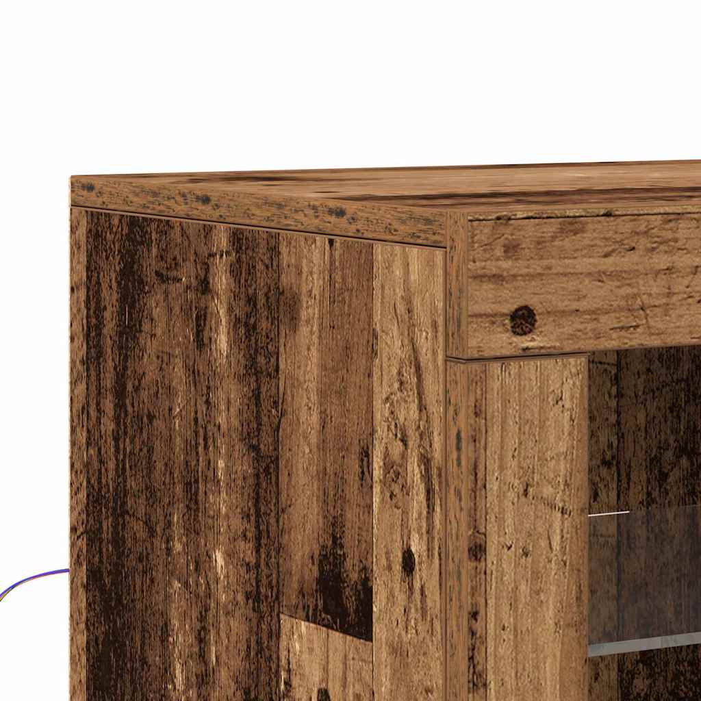 Dressoir met LED-verlichting 60,5x37x67 cm oud houtkleurig