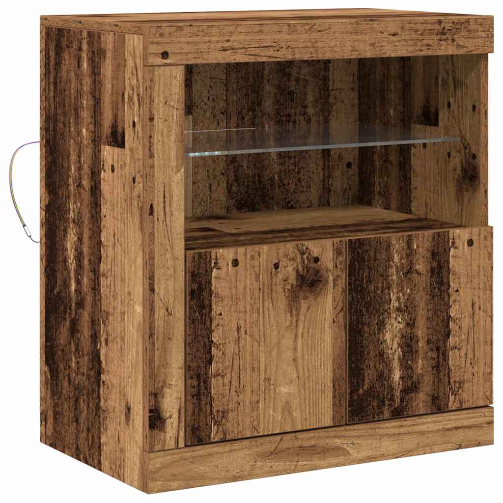 Dressoir met LED-verlichting 60,5x37x67 cm oud houtkleurig