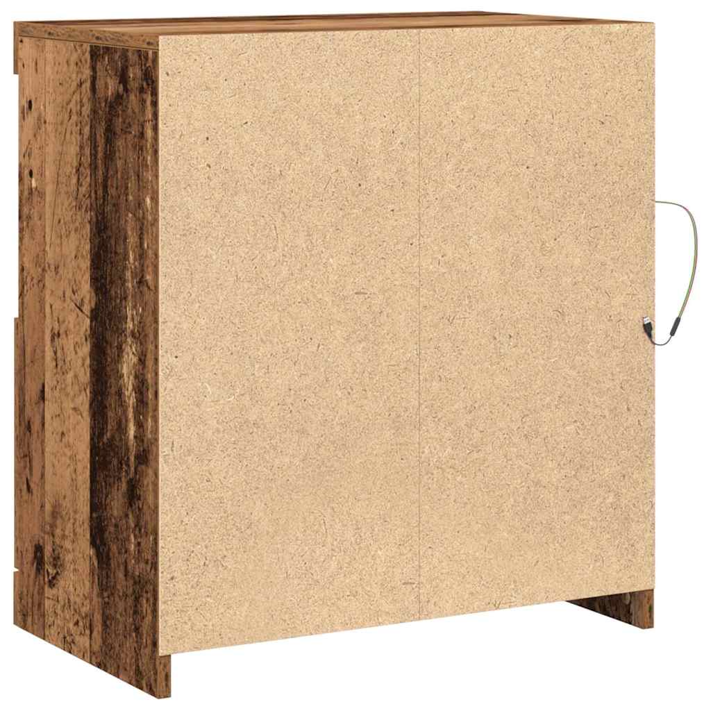 Dressoir met LED-verlichting 60,5x37x67 cm oud houtkleurig
