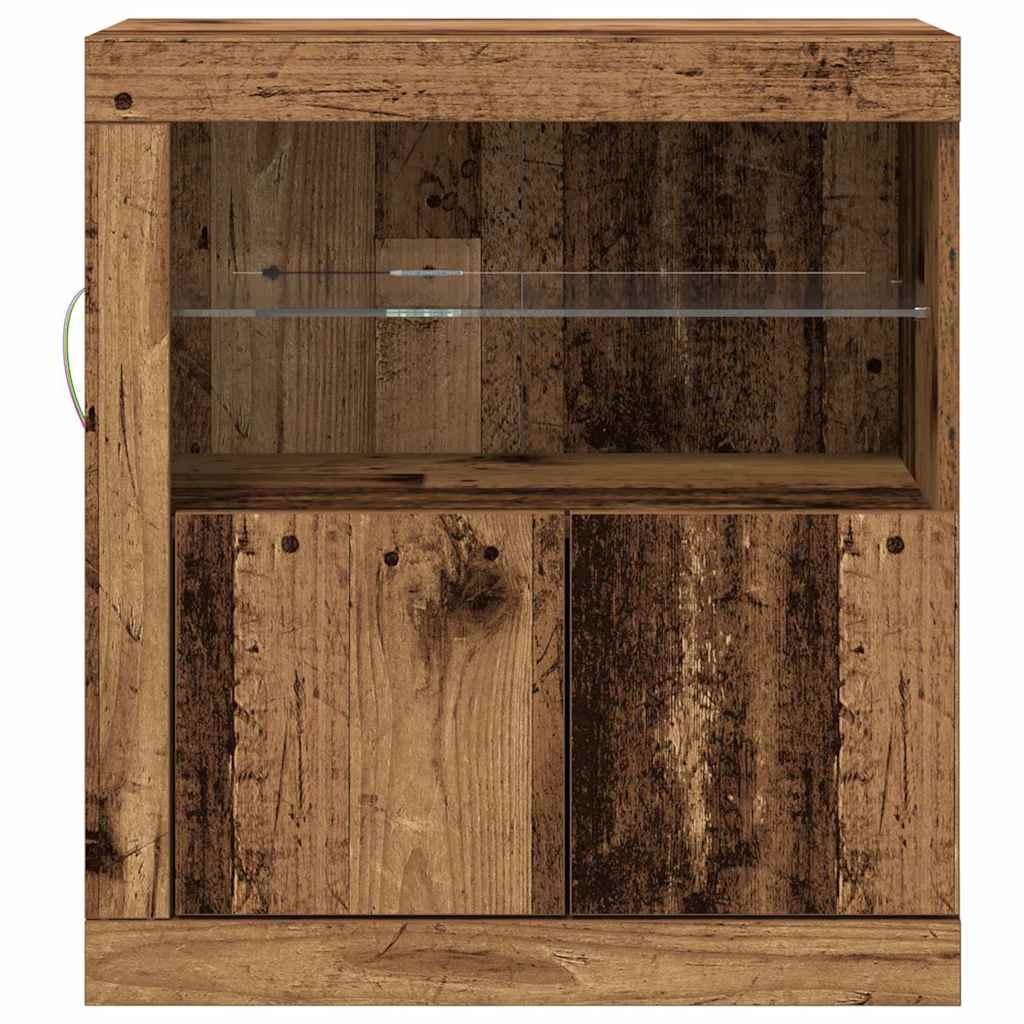 Dressoir met LED-verlichting 60,5x37x67 cm oud houtkleurig