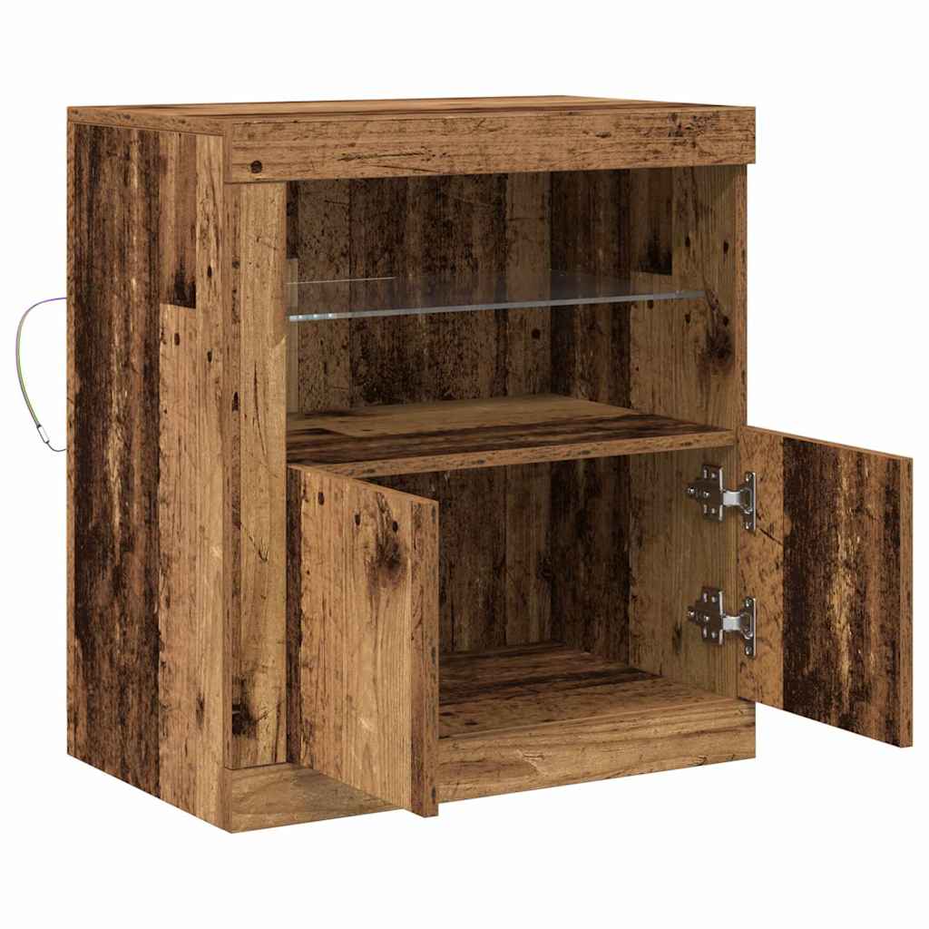 Dressoir met LED-verlichting 60,5x37x67 cm oud houtkleurig