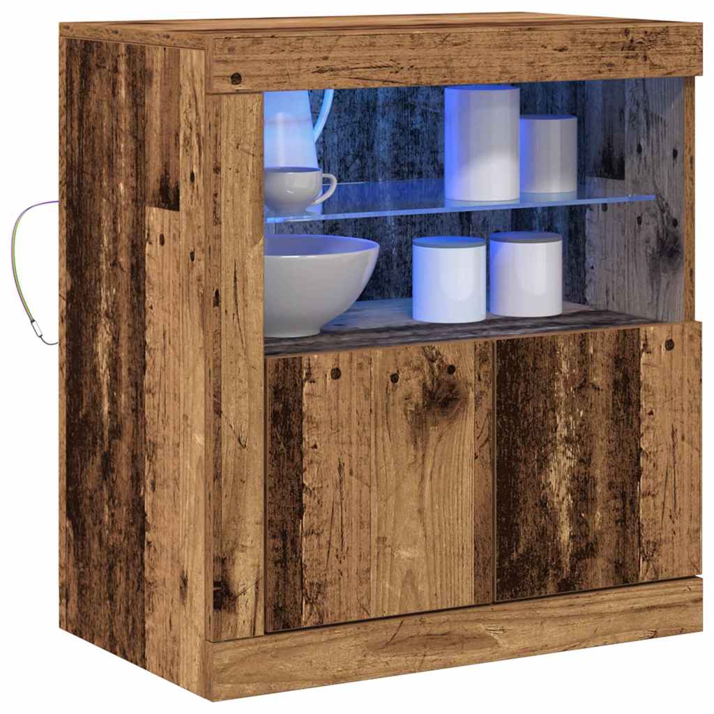 Dressoir met LED-verlichting 60,5x37x67 cm oud houtkleurig