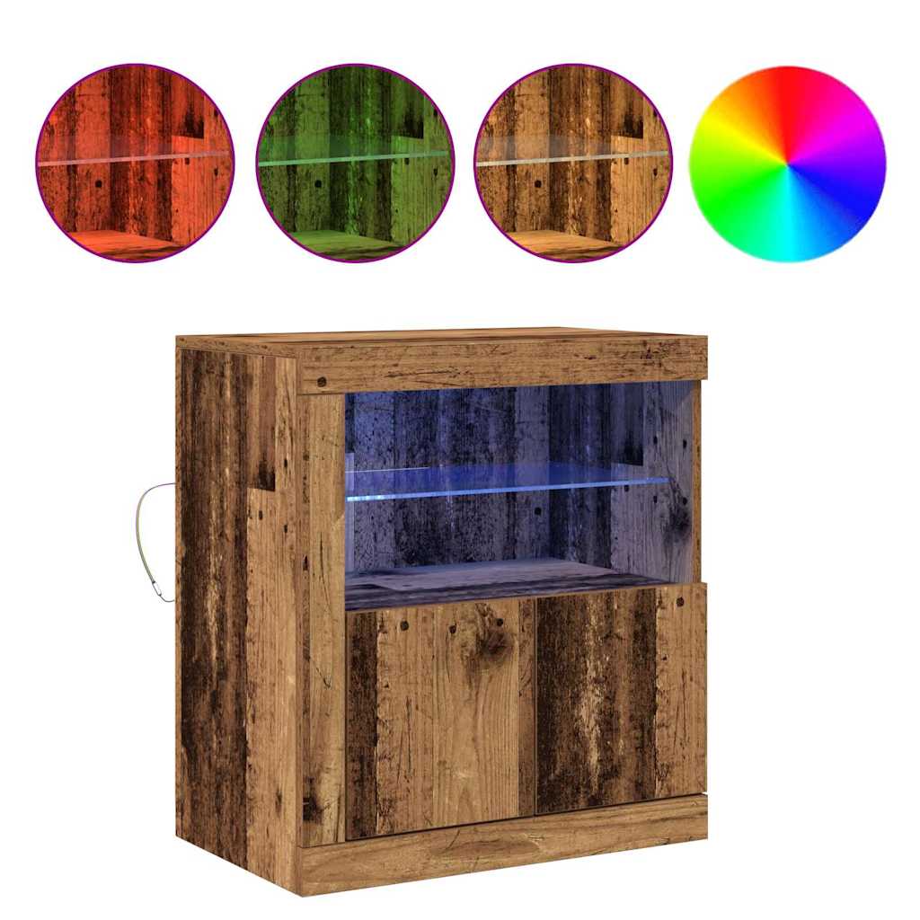 Dressoir met LED-verlichting 60,5x37x67 cm oud houtkleurig