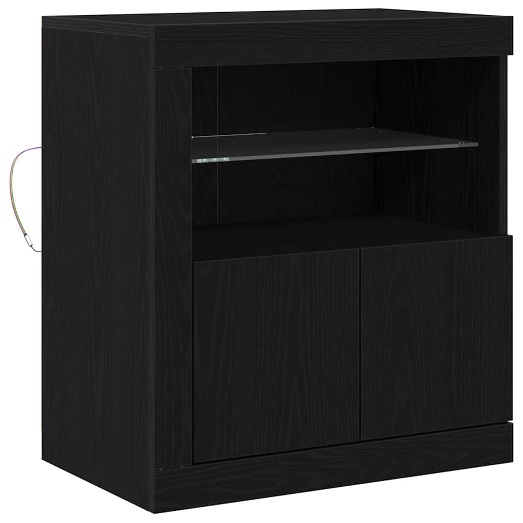 Dressoir met LED-verlichting 60,5x37x67 cm zwart eikenkleurig